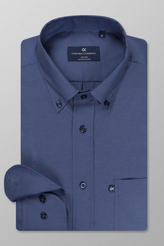 Oxford Company ανδρικό πουκάμισο μονόχρωμο με απλικέ τσέπη Regular Fit - S113-BM10.06 Μπλε